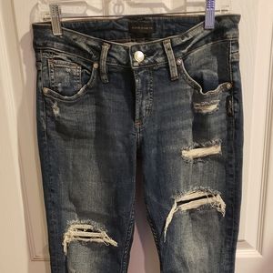 Boyfriend Silver Capri Jeans size waist 27 length 29 distressed